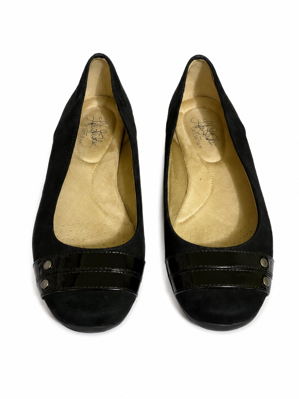 LifeStride Denali Women’s Black Ballet Flats Soft System Comfort Size 8W Wide